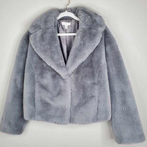 Topshop Claire faux fur jacket gray - Picture 1 of 10